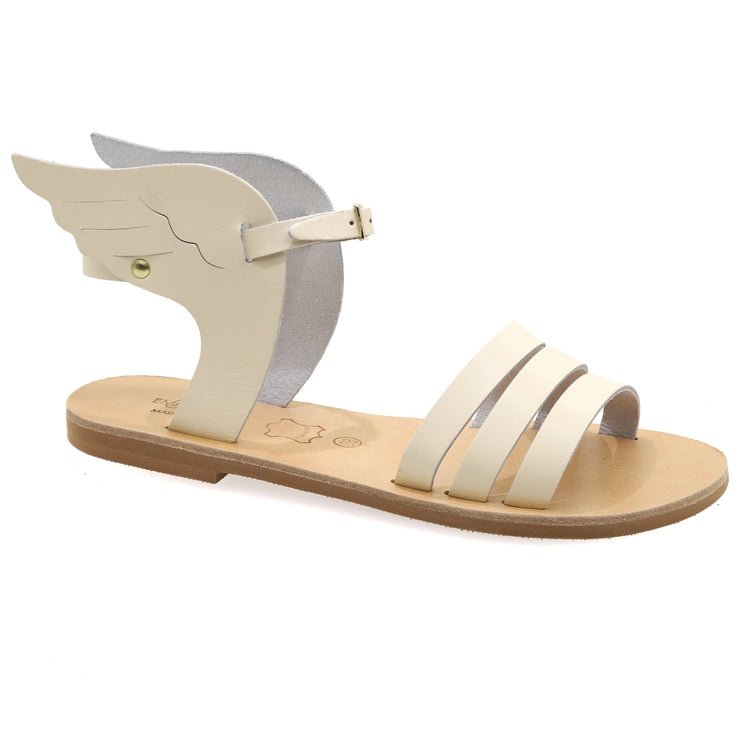 Greek Leather White Gladiator Sandals with Wings "Hermione" - EMMANUELA handcrafted for you®