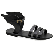 Greek Leather Black Gladiator Sandals with Wings "Hermione" - EMMANUELA handcrafted for you®