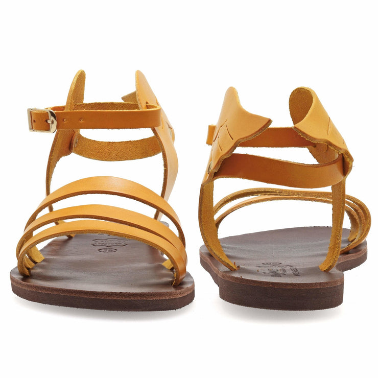 Greek Leather Mustard Gladiator Sandals with Wings "Hermione" - EMMANUELA handcrafted for you®