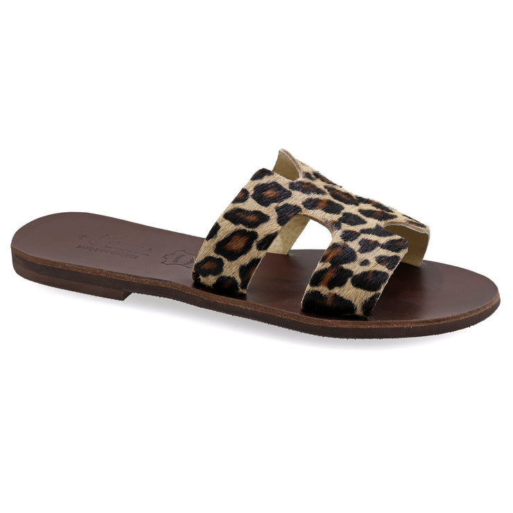 Greek Leather Leopard H-Band Leopard Sandals "Andromeda" - EMMANUELA handcrafted for you®