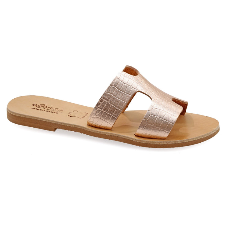Greek Leather Coral H-Band Sandals "Andromeda" - EMMANUELA handcrafted for you®