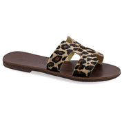 Greek Leather Leopard H-Band Sandals "Andromeda" - EMMANUELA handcrafted for you®
