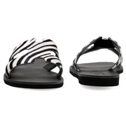 Greek Leather Pony Skin H-Band Zebra Sandals "Andromeda" - EMMANUELA handcrafted for you®