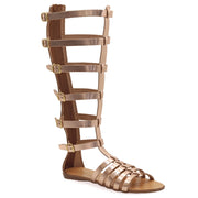 Greek Leather Rose gold Knee High Gladiator Boot Sandals with zippers "Nephele" - EMMANUELA handcrafted for you®