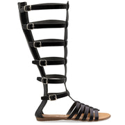 Greek Leather Rose gold Knee High Gladiator Boot Sandals with zippers "Nephele" - EMMANUELA handcrafted for you®