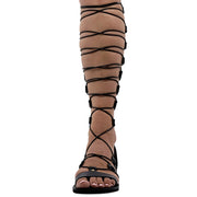 Greek Leather Rose gold Knee High Tie up Gladiator Sandals "Jocasta" - EMMANUELA handcrafted for you®